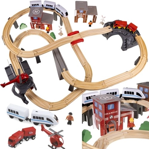 Wooden battery-powered train set Kruzzel