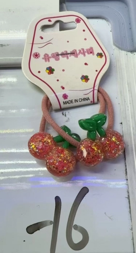 Hair ties with cherry motif, set of 2 pcs