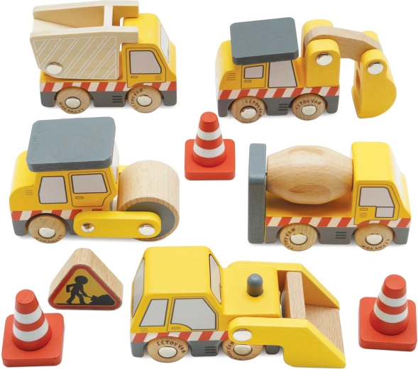 Le Toy Van medinių statybinių transporto priemonių rinkinys vaikams