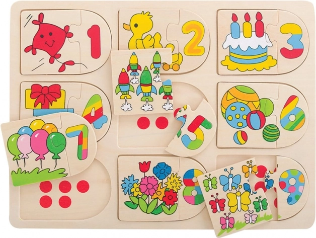 Medinės skaičiavimo dėlionės su paveikslėliais Bigjigs Toys