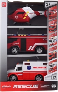 Fire Vehicle Set with Lights and Sounds - 3 pcs
