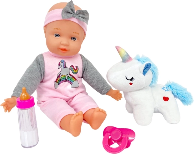 Baby Doll with Plush Unicorn 30 cm