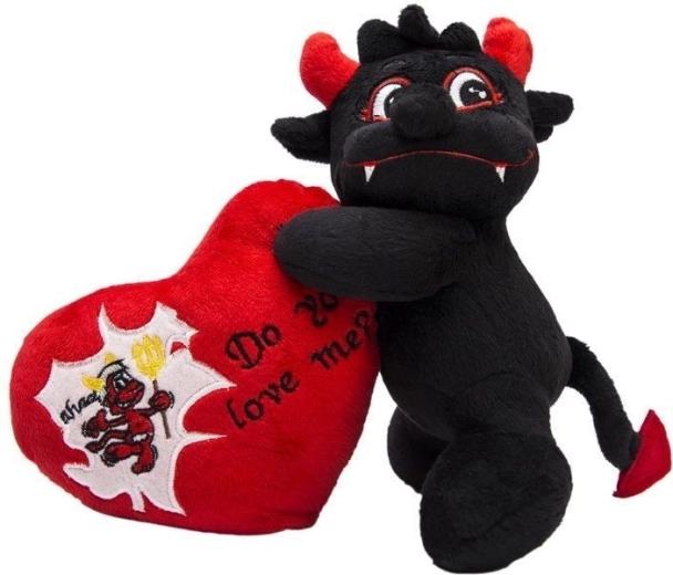 Plush little devil with heart 20 cm black - 1 piece