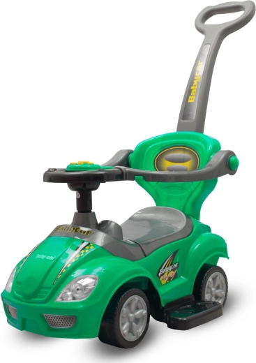 Vaikiškas 3in1 paspirtukas su stūmimo rankena BABY MIX Mega Car – žalias