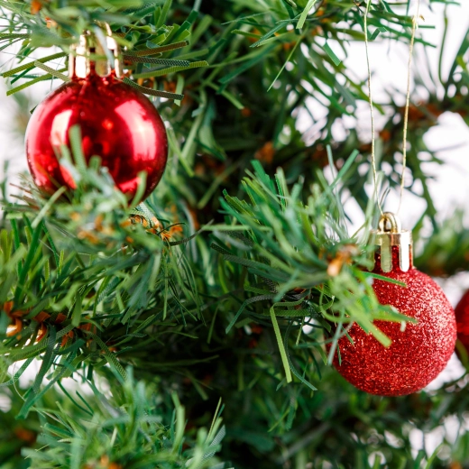 Set of Red Christmas Tree Ornaments, 17 Pieces