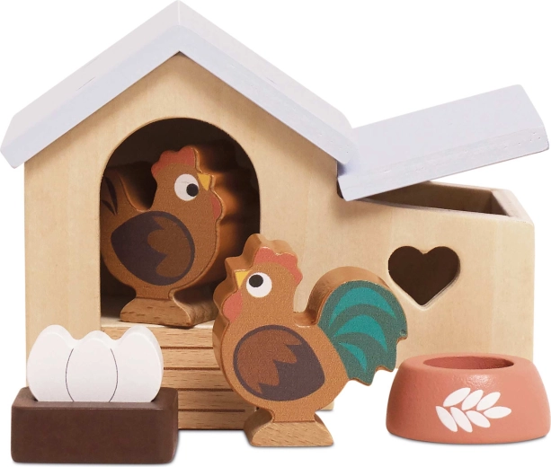Le Toy Van wooden chicken coop – dollhouse accessory set