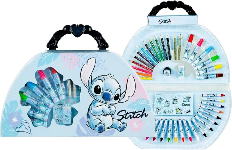 Piešimo lagaminėlis Lilo ir Stitch – 51 dalių dailės rinkinys