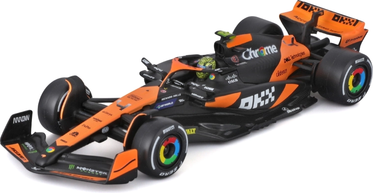 Die-cast model bburago 1:43 mclaren mcl38 2024 #4 lando norris with driver in presentation box