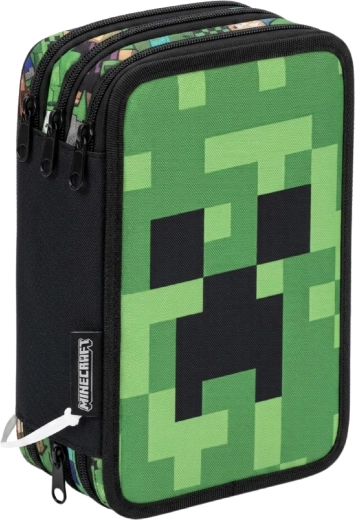 Trijų skyrių penalas su įranga Minecraft Creeper