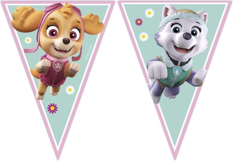 Paw Patrol flag garland Skye and Everest (9 flags) - 1 piece