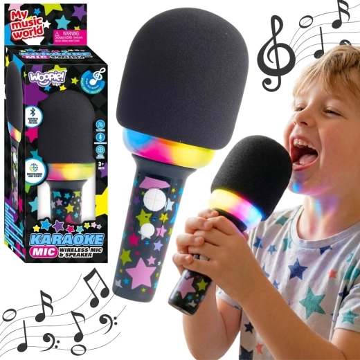 Woopie belaidis karaoke mikrofonas su garsiakalbiu, juodas, Bluetooth
