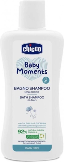 Chicco Baby Moments vonios gelis ir šampūnas 2 viename vaikams nuo gimimo, 200 ml