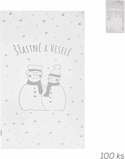Cellophane bags with snowman design 35 × 20 cm, 100 pcs