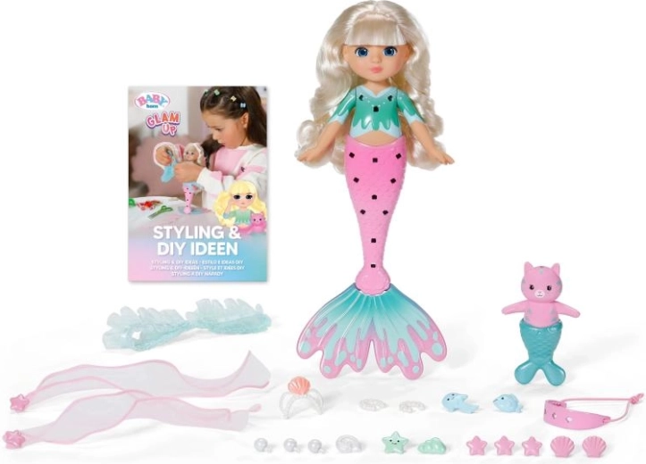 BABY born Glam Up jūrų fėja Sparkle su spalvą keičiančiais plaukais