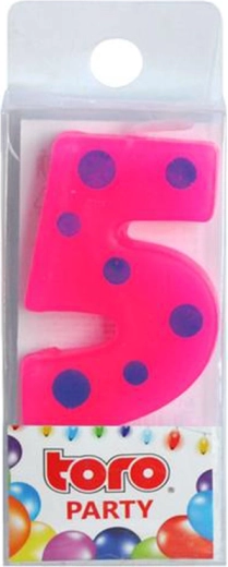 Tortinė žvakutė skaičius 5 TORO įsmeigiama 4,5 cm