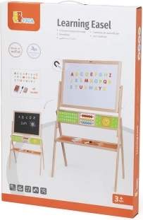 Wooden double-sided educational board with abacus and clock