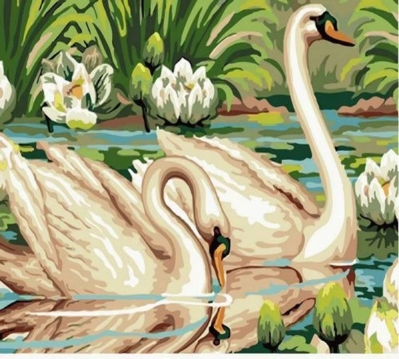 Norimpex Paint by Numbers Swans on the Pond 40 × 50 cm