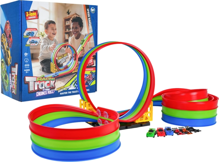 Children's race track with 3-lane 5 m track and cars