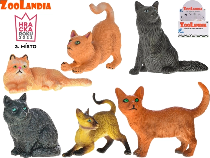 Plastikinės „Zoolandia“ kačių figūrėlės – 6 realistiškų rūšių rinkinys