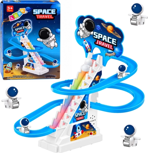 Kosminė čiuožyklos trasa astronautams su šviesomis ir muzika