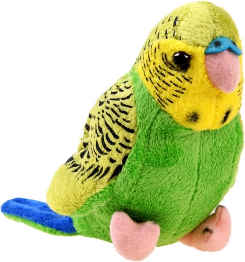 Pliušinė žalia–mėlyna banguotoji papūgėlė 13 cm BEPPE ZOO