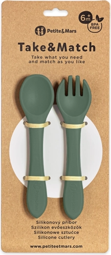 Petite&Mars silicone cutlery take&match Misty Green 6m+
