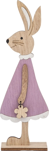 Lady Rabbit figurine in purple velour dress, 22.5 cm
