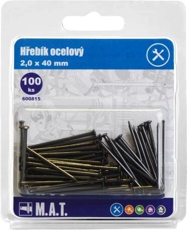 Plieninės vinys 40 × 2,0 mm (100 vnt.)