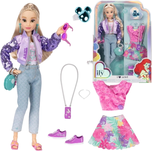 Disney ILY 4Ever madinga lėlė, įkvėpta ARIEL iš pasakos „Mažoji undinėlė“, drabužių ir aksesuarų rinkinys 30 cm