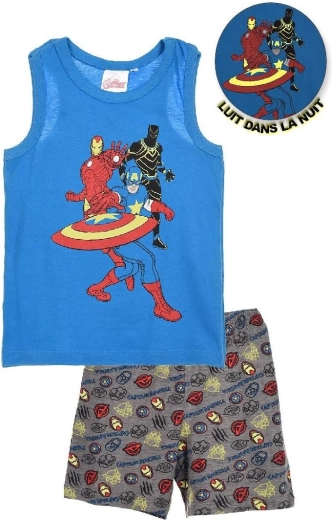Boys' summer glow-in-the-dark Avengers pajamas
