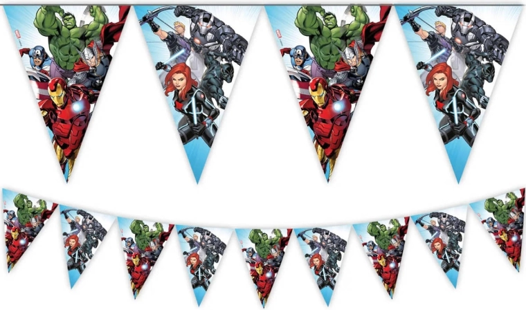 Procos vėliavėlių girlianda Avengers 2,3 m (9 vėliavėlės)