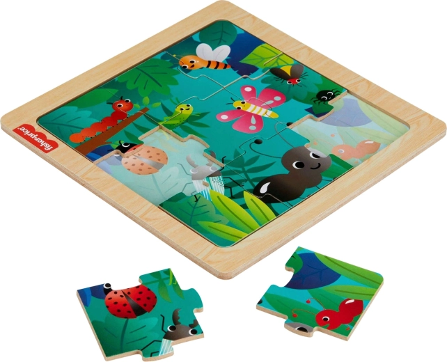 Fisher-Price medinė dėlionė „Vabzdžiai miške“, 10 dalių