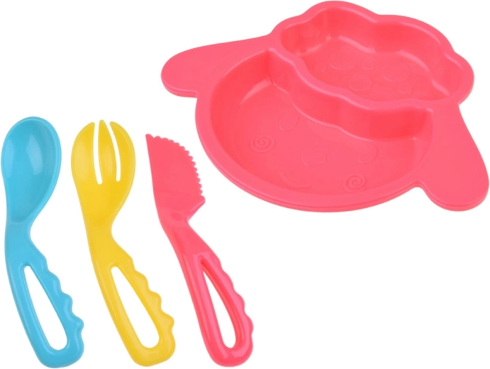 High chair and dishes for realistic play