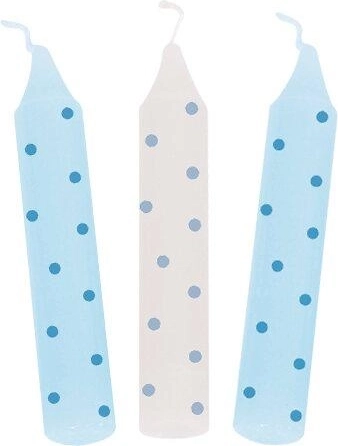 Set of birthday candles with blue polka dots