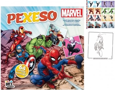 Pexeso sąsiuvinyje MARVEL – 64 kortelės, 21,5 × 21,5 cm