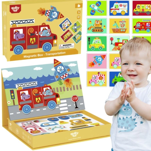 Magnetinė edukacinė dėlionė dėžutėje TOOKY TOY, 80 dalių