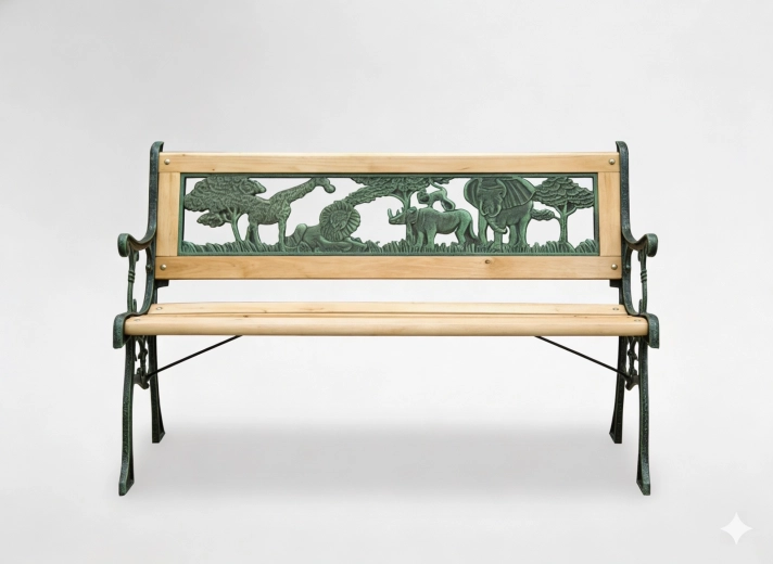 Vaikiškas sodo suoliukas 82 × 39 × 50 cm iš medžio ir ketaus