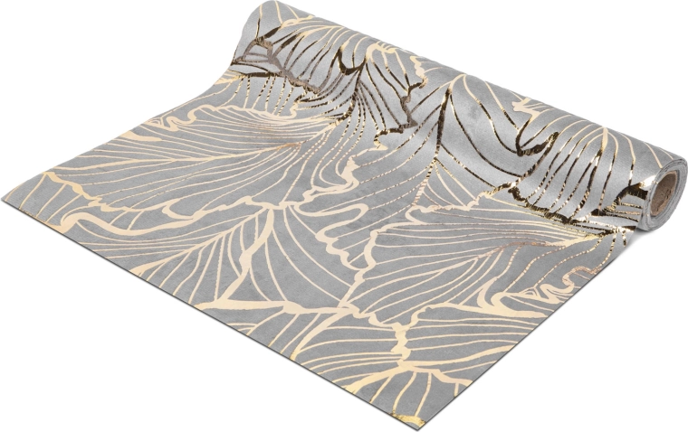 Christmas table runner, grey with gold glitter 180 × 28 cm