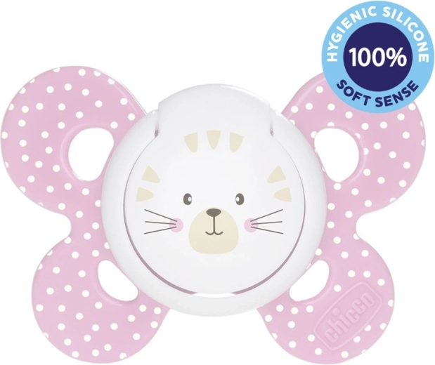 CHICCO čiulptukas Physio Comfort, silikoninis, 6–16 mėn. – katė, 1 vnt.