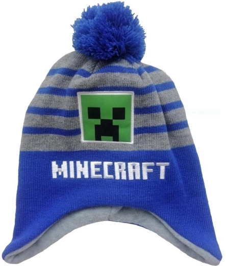 Minecraft beanie hat grey-blue