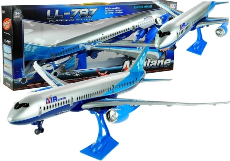 Children's Air Super 787 passenger airplane with friction drive and stand, 69 cm