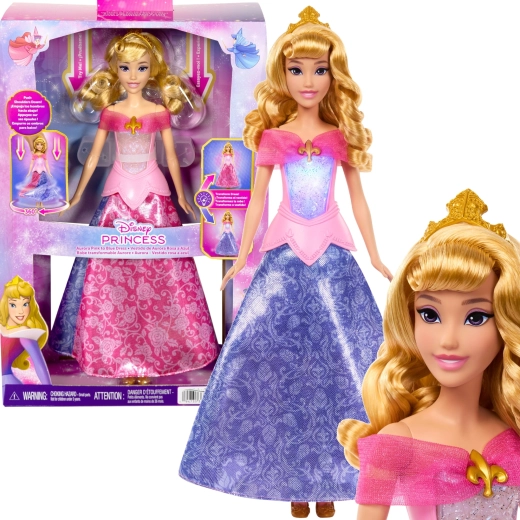 Mattel Disney Princess lėlė Aurora su 2in1 spalvą keičiančia suknele, 30 cm