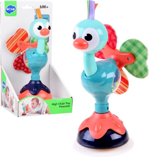 Magical Peacock Rattle with Suction Cup for Babies