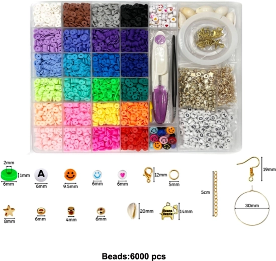 Set of Colored Beads for Crafting, 6000 Pieces