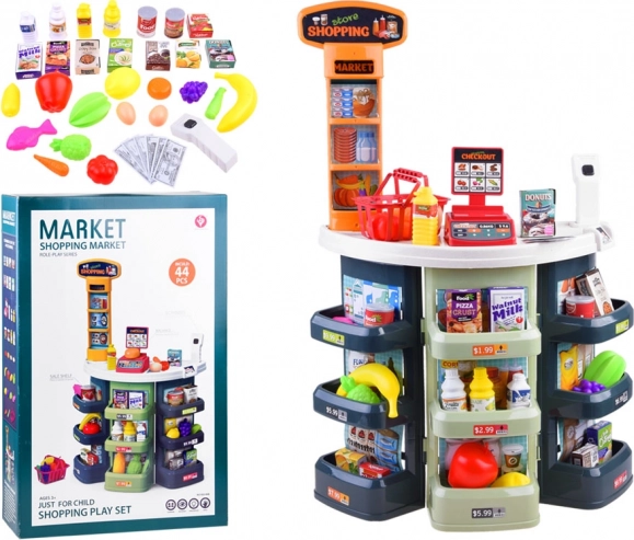 Vaikiškas supermarketas su kasa ir priedais, 44 dalys
