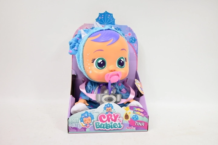 Interaktyvi lėlė Cry Babies Fantasy Tina – mėlynas triceratopsas