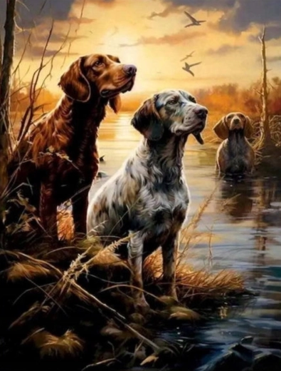 Tapyba pagal skaičius „Šunys pelkėse“ 40 × 50 cm NORIMPEX