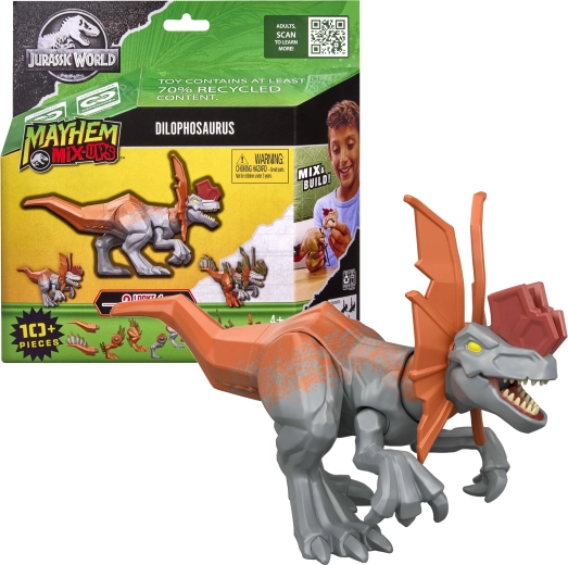 Jurassic World Mayhem Mix-Ups 2 viename dinozauro figūrėlė „Dilophosaurus“