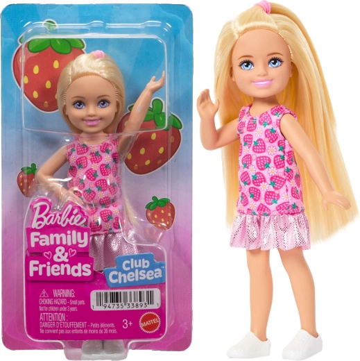 Barbie Club Chelsea Blonde Doll in Strawberry Dress 14 cm