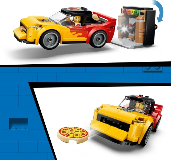 Sportinis pristatymo automobilis ir veiksmas kelyje
